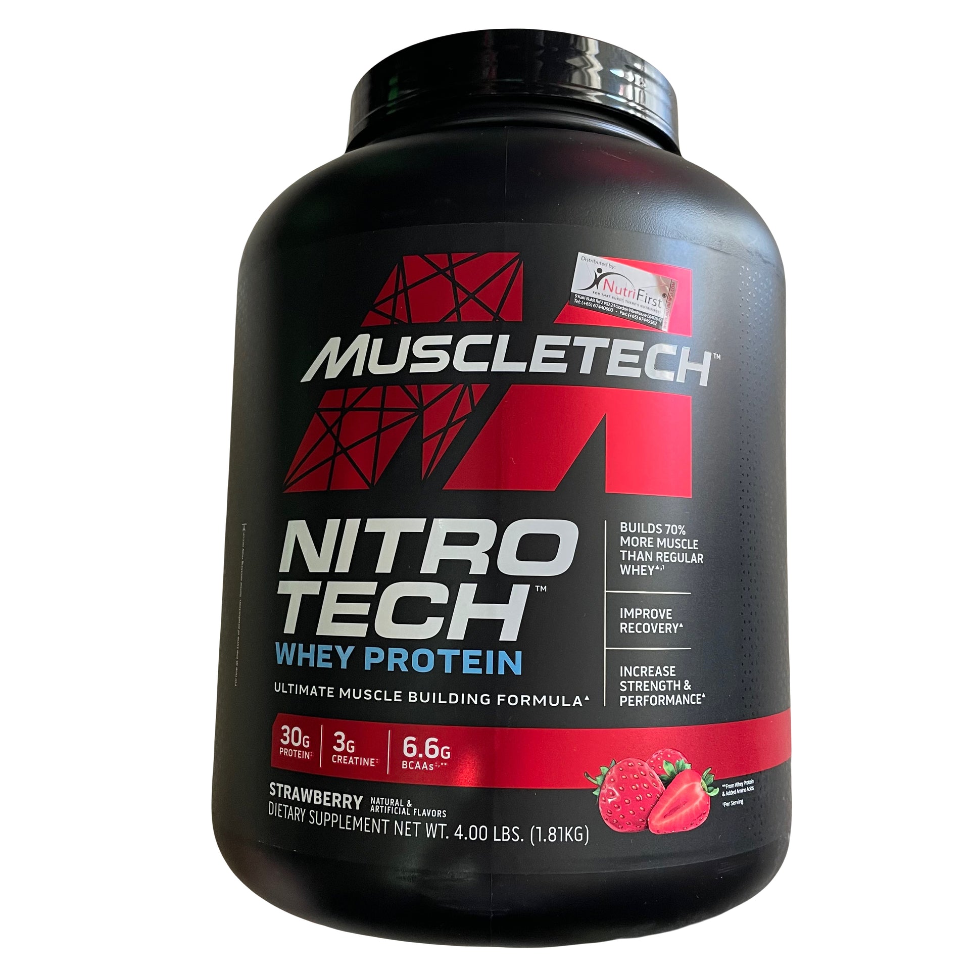 MuscleTech NitroTech Performance Series (4 Lbs) Strawberry EXP Oct 2025 - NutriFirst Pte Ltd