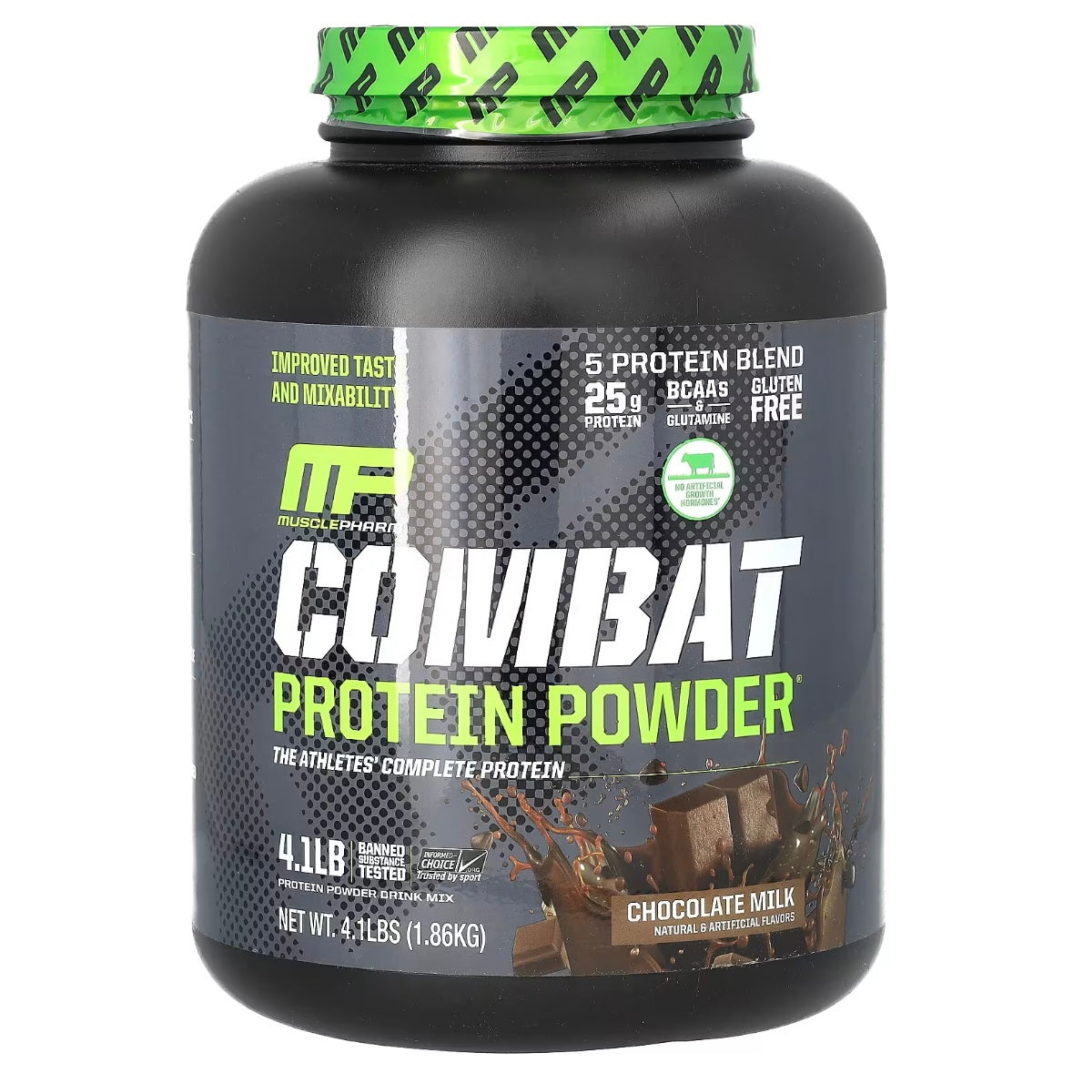 MusclePharm, Combat Protein Powder, Chocolate Milk, 4.1 lb (1.86 kg) EXP Apr 2027