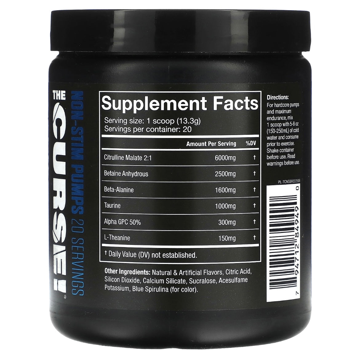 JNX Sports The Curse Non-Stim Pumps Blue Raspberry 9.38 oz (266 g) Exp Oct 2025 - NutriFirst Pte Ltd