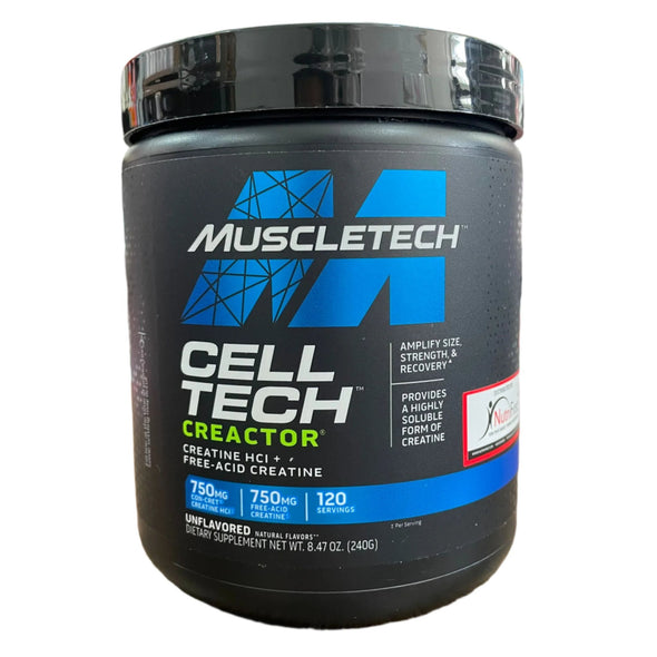 MuscleTech, Cell Tech CREACTOR, Creatine HCI + Free-Acid Creatine Unflavoured 8.47 oz (240g) Exp 5 June 2025