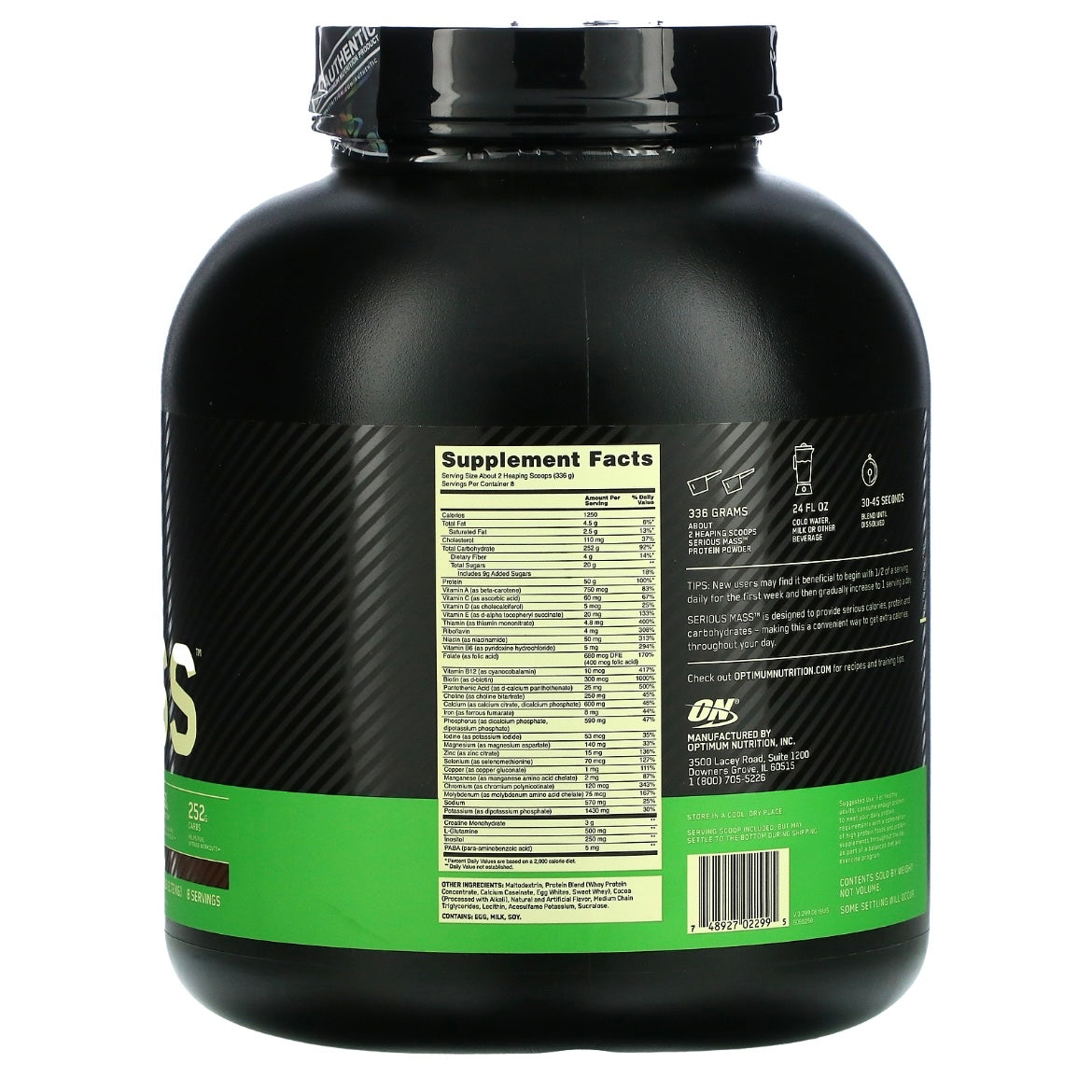 Optimum Nutrition Serious Mass (6 Lbs) Chocolate EXP Oct 2024 - NutriFirst Pte Ltd