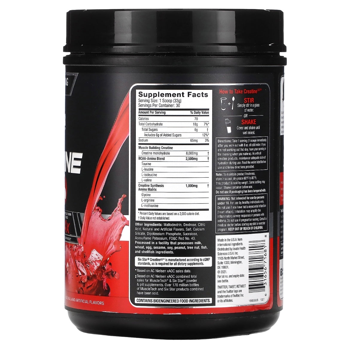 SIXSTAR Creatine X3 Fruit Punch 2.18 lbs (990 g) Exp 25 Aug 2024 - NutriFirst Pte Ltd