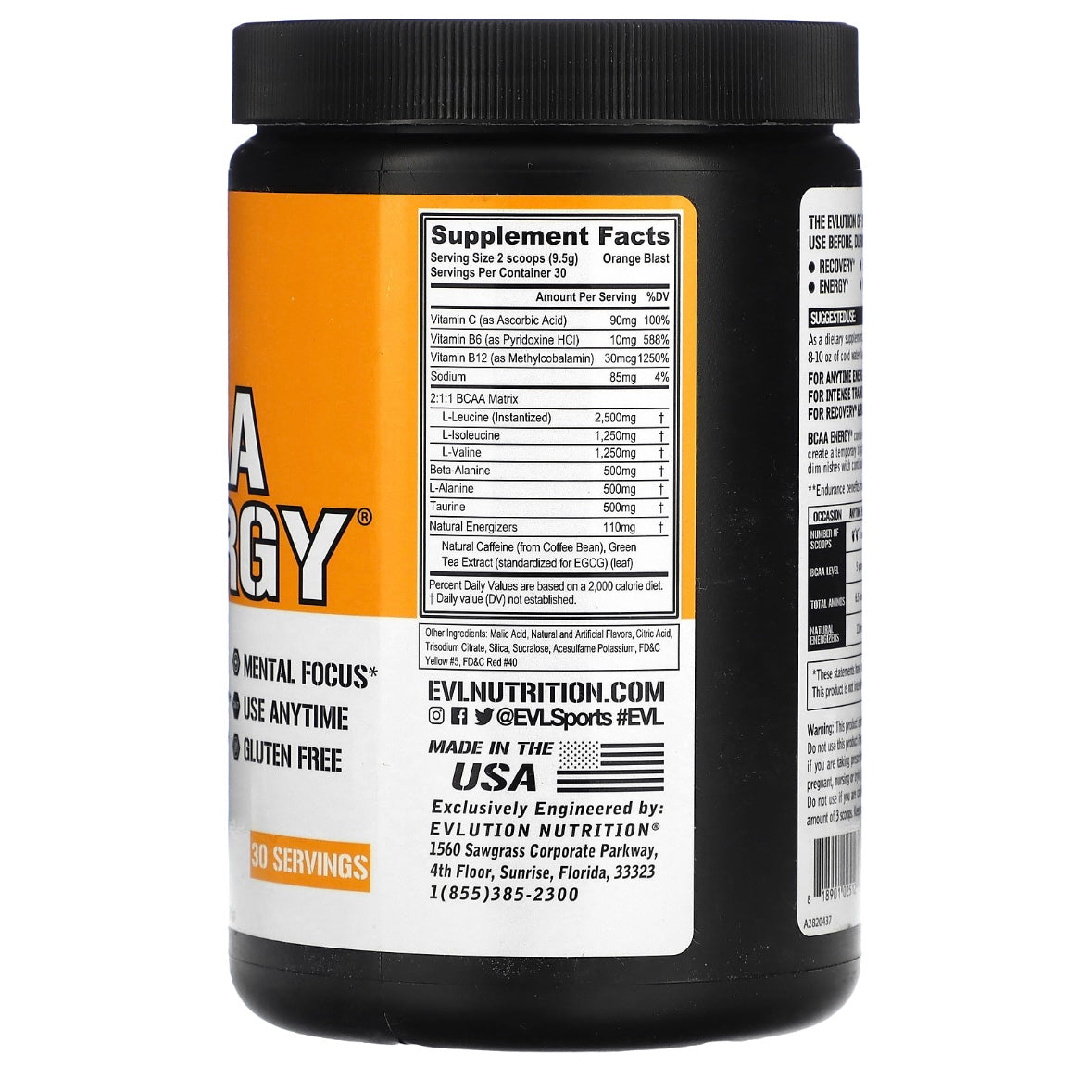 EVL BCAA Energy (30 Servings) Orange Blast EXP Jul 2025 - NutriFirst Pte Ltd