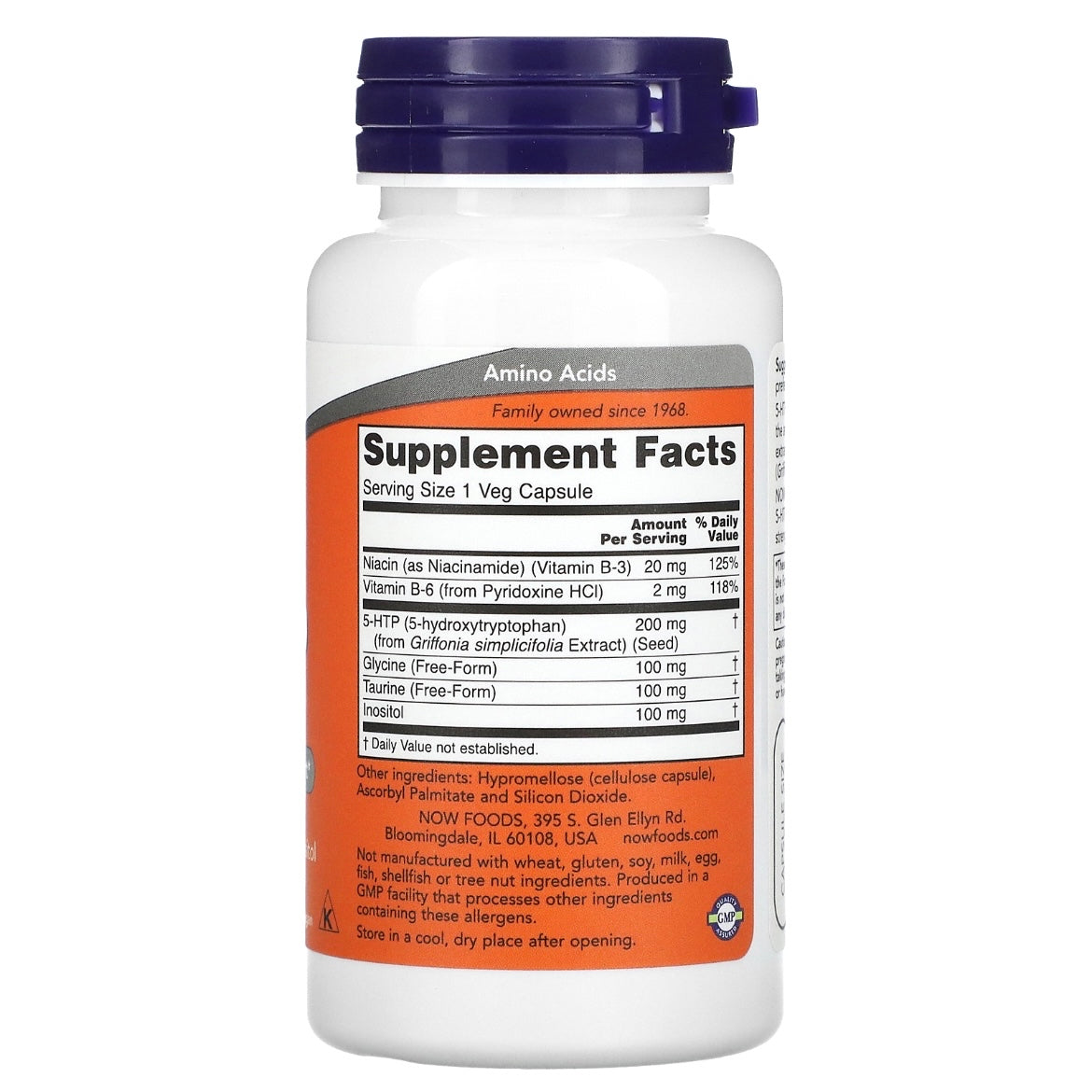 NOW Foods 5-HTP Double Strength 200 mg 60 Veg Capsules Exp June 2028 - NutriFirst Pte Ltd