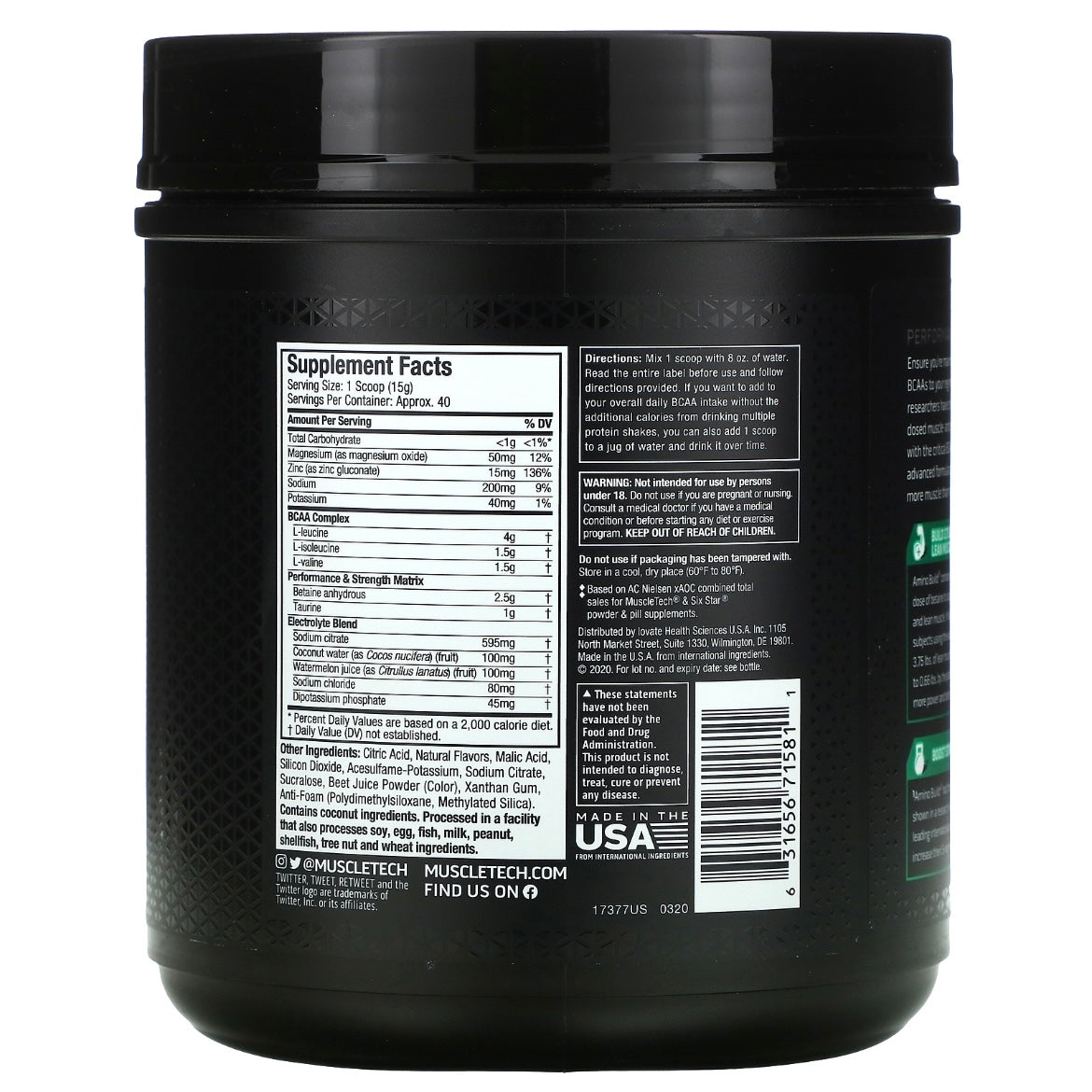 MuscleTech Amino Build Strawberry Watermelon 20.92 oz (593 g) Exp 4 Nov 2024 - NutriFirst Pte Ltd