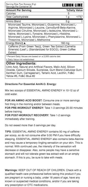 Optimum Nutrition Essential AmiN.O. Energy (270 Grams) 30 Servings - NutriFirst Pte Ltd