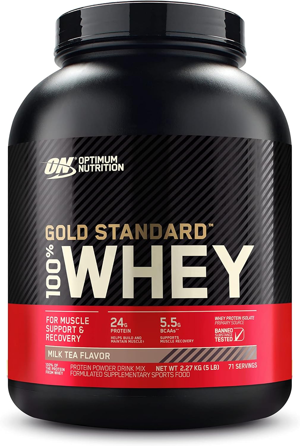 Optimum Nutrition 100% Whey Protein Gold Standard (5 Lbs) Milk Tea ( servings) EXP Jan 2026