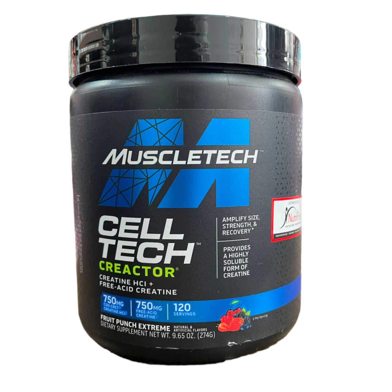 MuscleTech, Cell Tech CREACTOR, Creatine HCI + Free-Acid Creatine Fruit Punch Extreme 9.51 oz (274g) Exp 4 Nov 2025