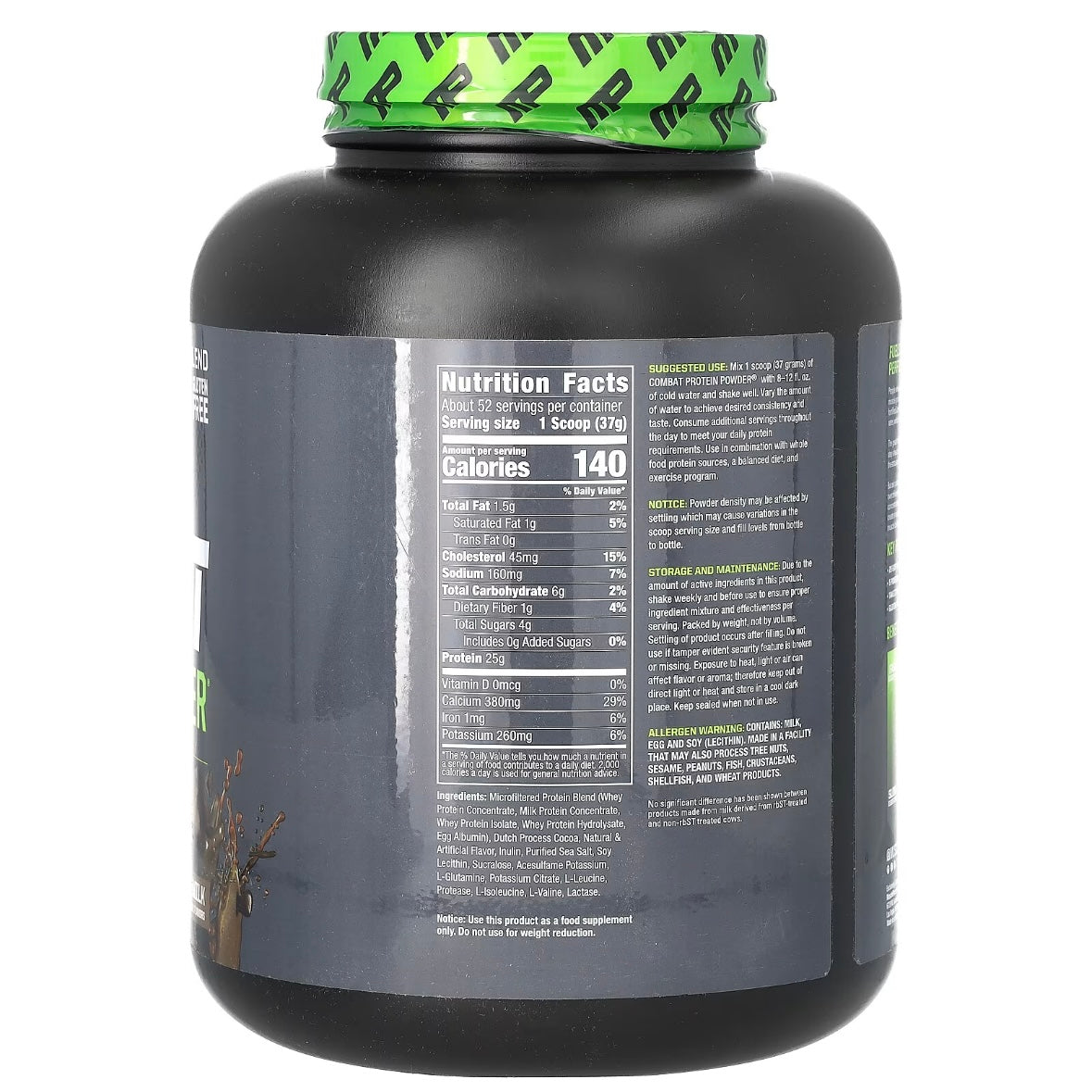 MusclePharm, Combat Protein Powder, Chocolate Milk, 4.1 lb (1.86 kg) EXP Apr 2027