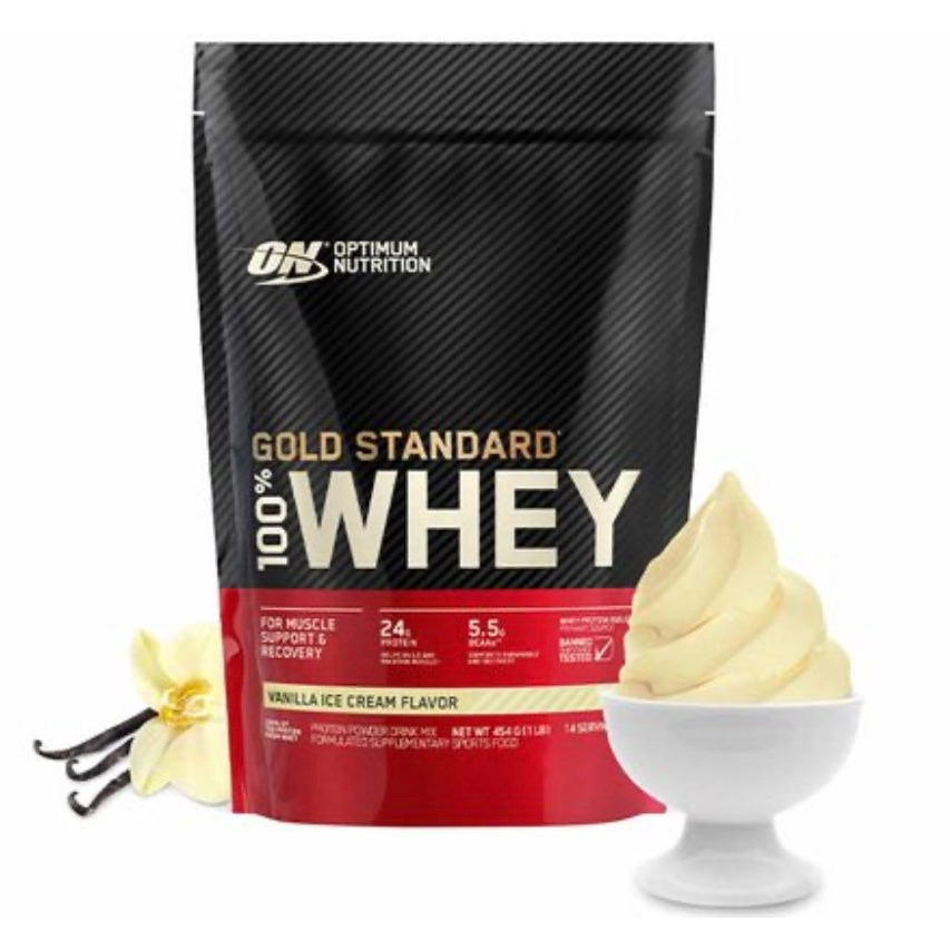 Optimum Nutrition 100% Whey Protein Gold Standard (1 Lb) Vanilla Ice Cream EXP Apr 2026