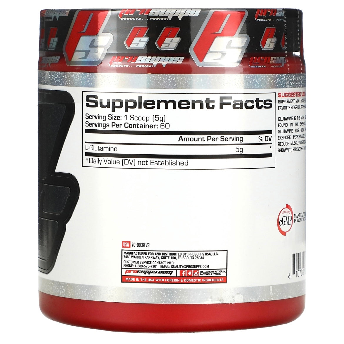 ProSupps Glutamine 300 10.6 oz (300 g) Exp 1 Jul 2025 - NutriFirst Pte Ltd