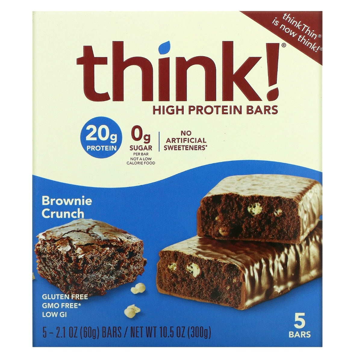 Think ! High Protein Bars 1 Bar 2.1 oz (60 g) Brownie Crunch Exp 20 Oct 2024 - NutriFirst Pte Ltd