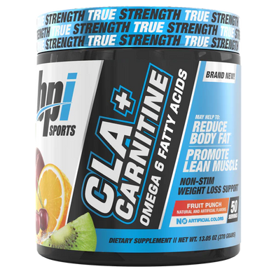 BPI Sports CLA + Carnitine (350g) 50 Servings Fruit Punch Exp Jun 2027