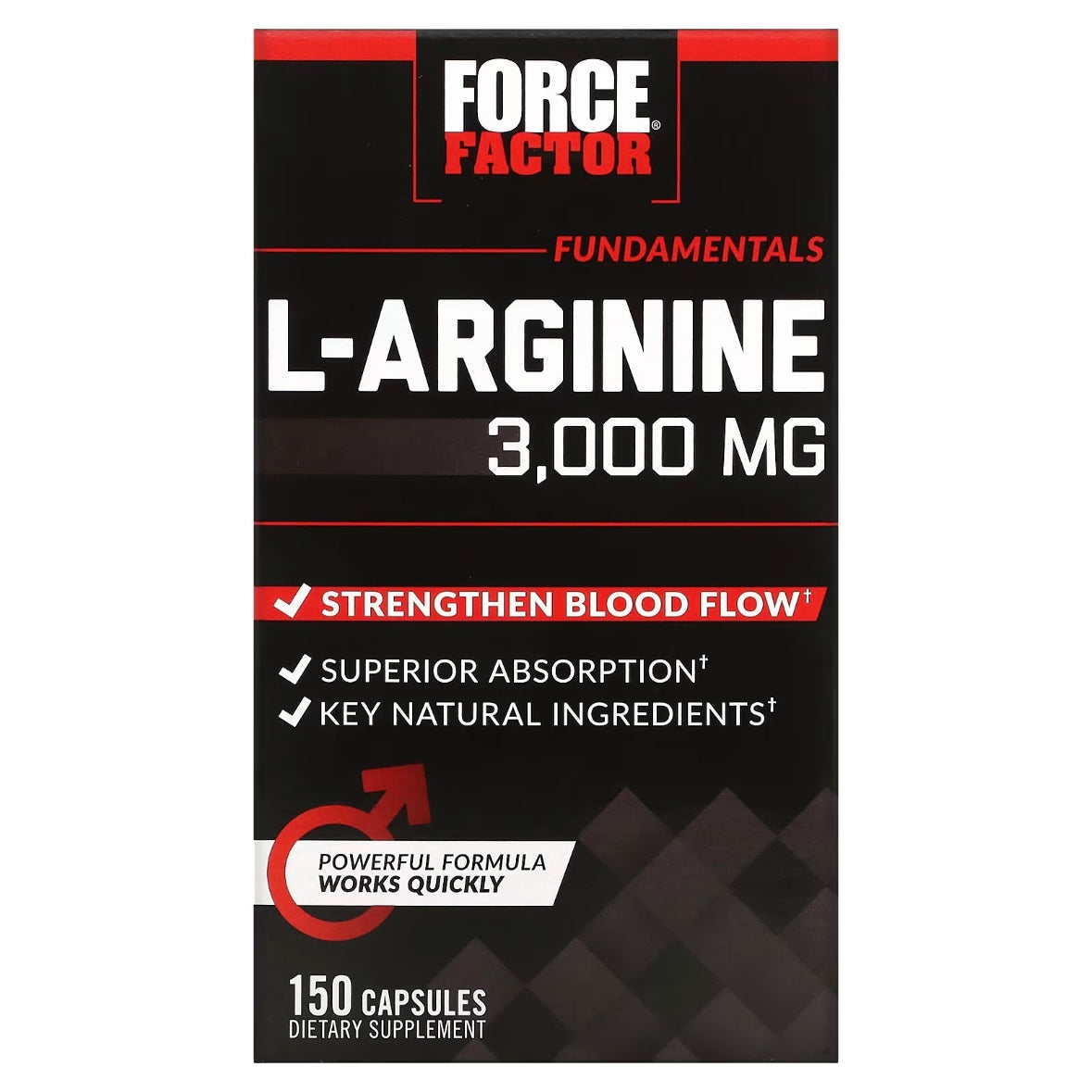 Force Factor L-Arginine 3,000 mg 150 Capsules 600 mg per Capsule EXP July 2027