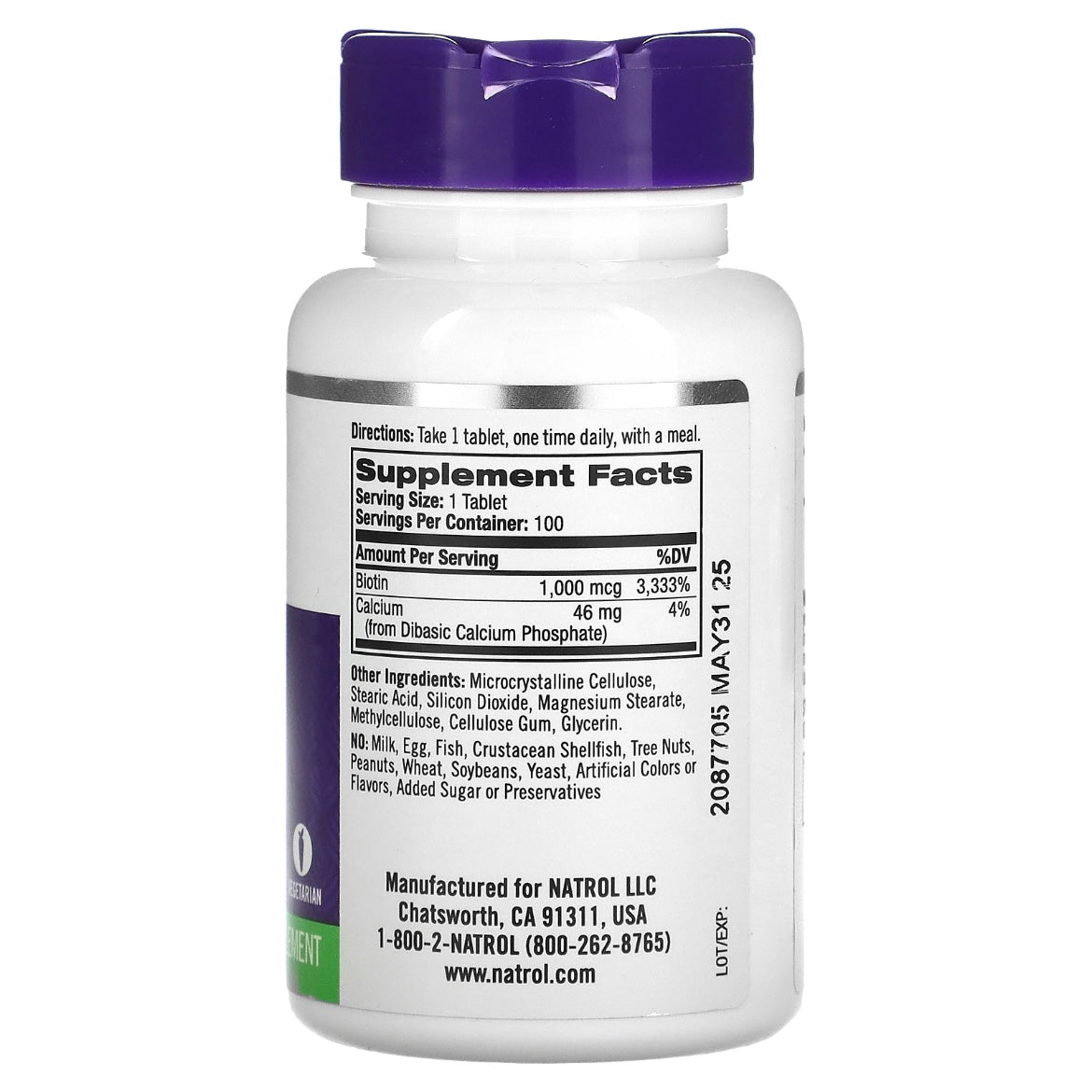 Natrol, Biotin, 1,000 mcg, 100 Tablets EXP Aug 2025 - NutriFirst Pte Ltd