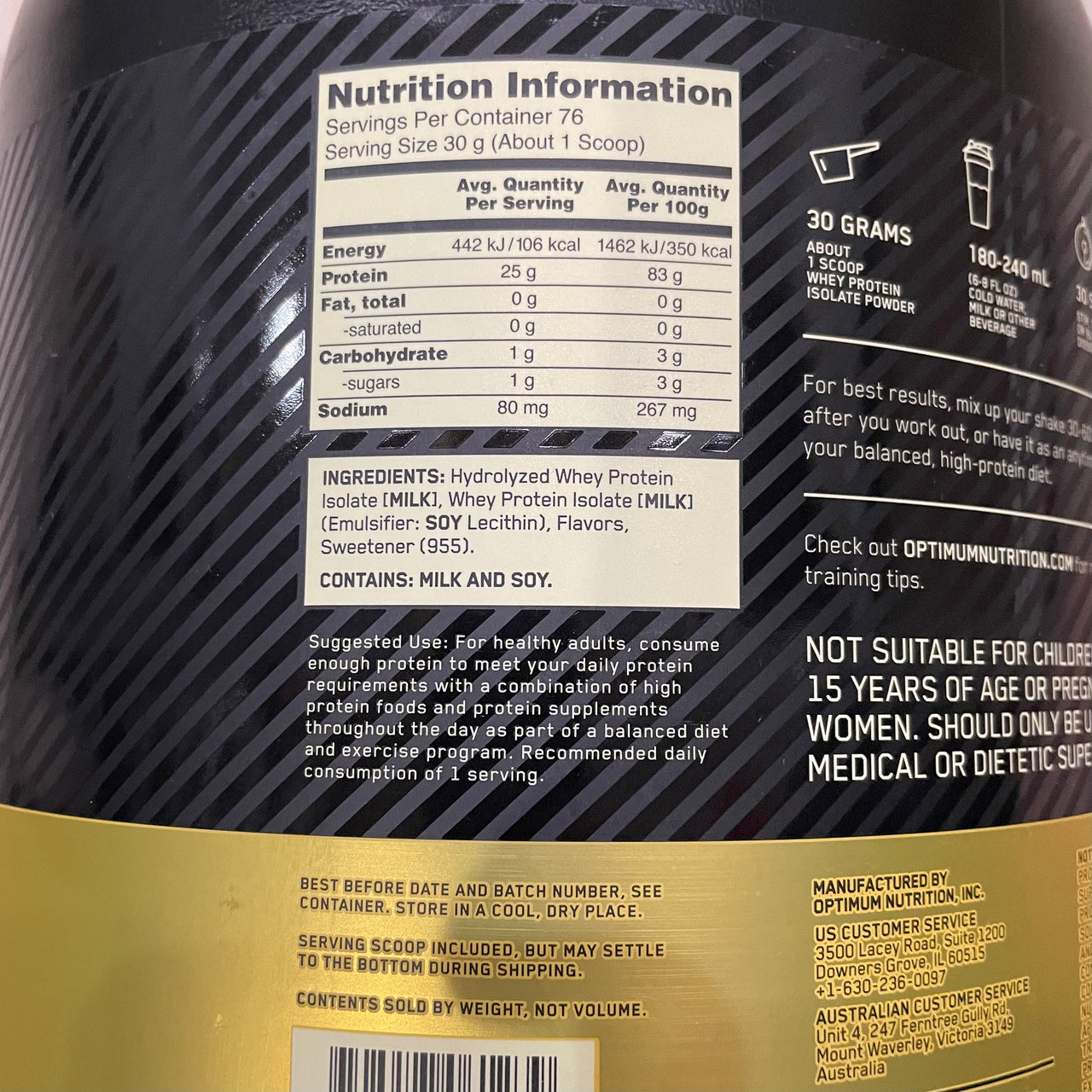 Optimum Nutrition GOLD STANDARD 100% ISOLATE 5lbs Rich Vanilla Exp Dec 2024 - NutriFirst Pte Ltd