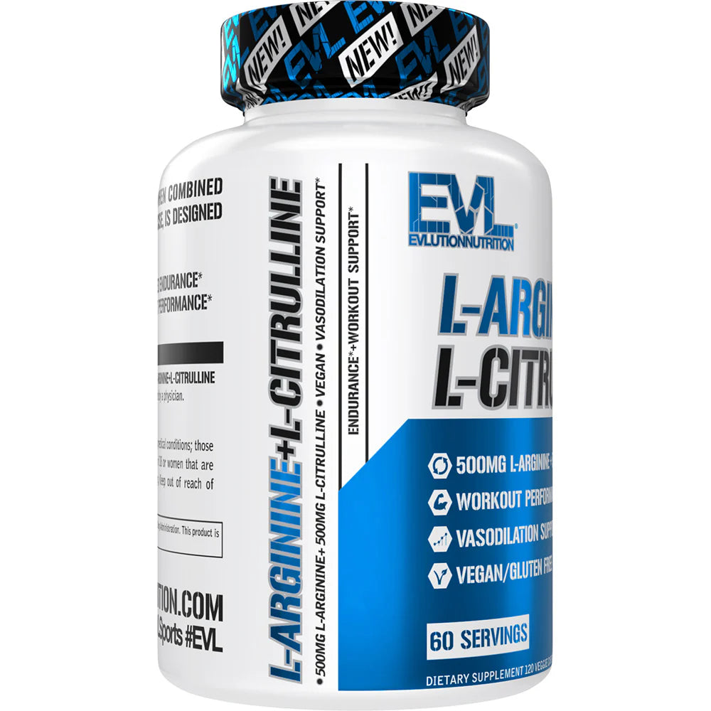 EVLution Nutrition L-Arginine + L-Citrulline 120 Veggie Capsules EXP Nov 2025