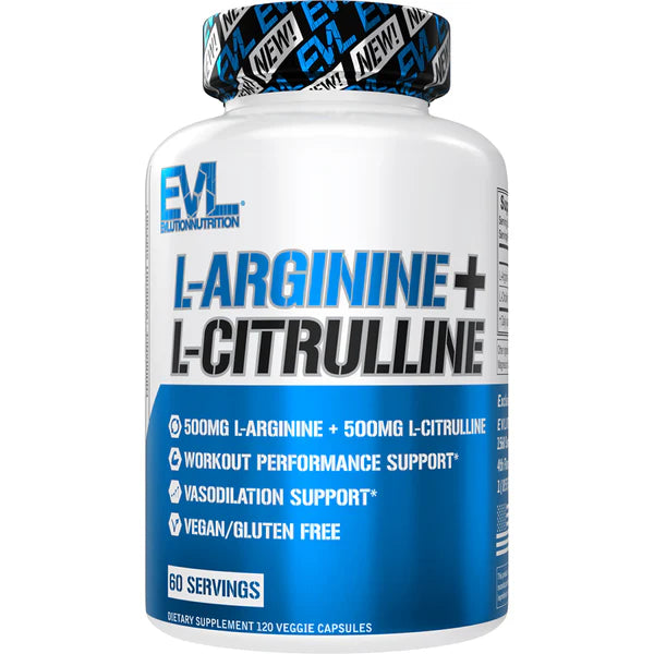 EVLution Nutrition L-Arginine + L-Citrulline 120 Veggie Capsules EXP Nov 2025