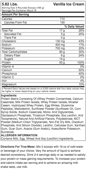 BSN True Mass (5.8 Lbs) - NutriFirst Pte Ltd