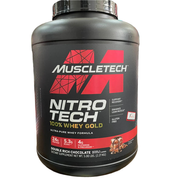 Muscletech NITROTECH 100% WHEY GOLD 5lbs Double Rich Chocolate Exp Oct 2025