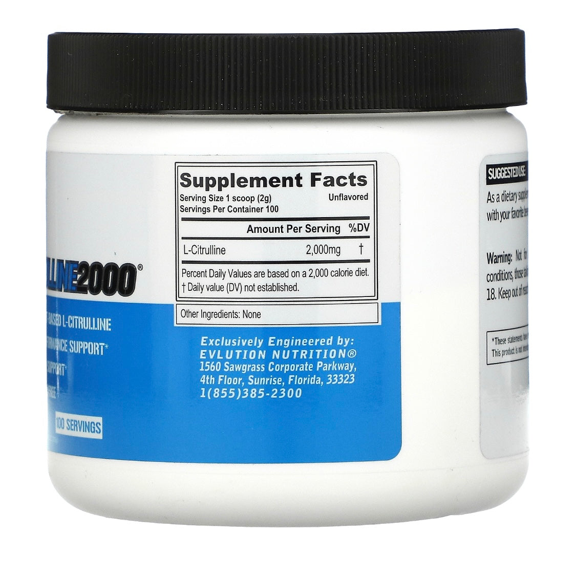 EVLution Nutrition L-CITRULLINE2000 7.5 oz (200 g) Exp Oct 2024 - NutriFirst Pte Ltd