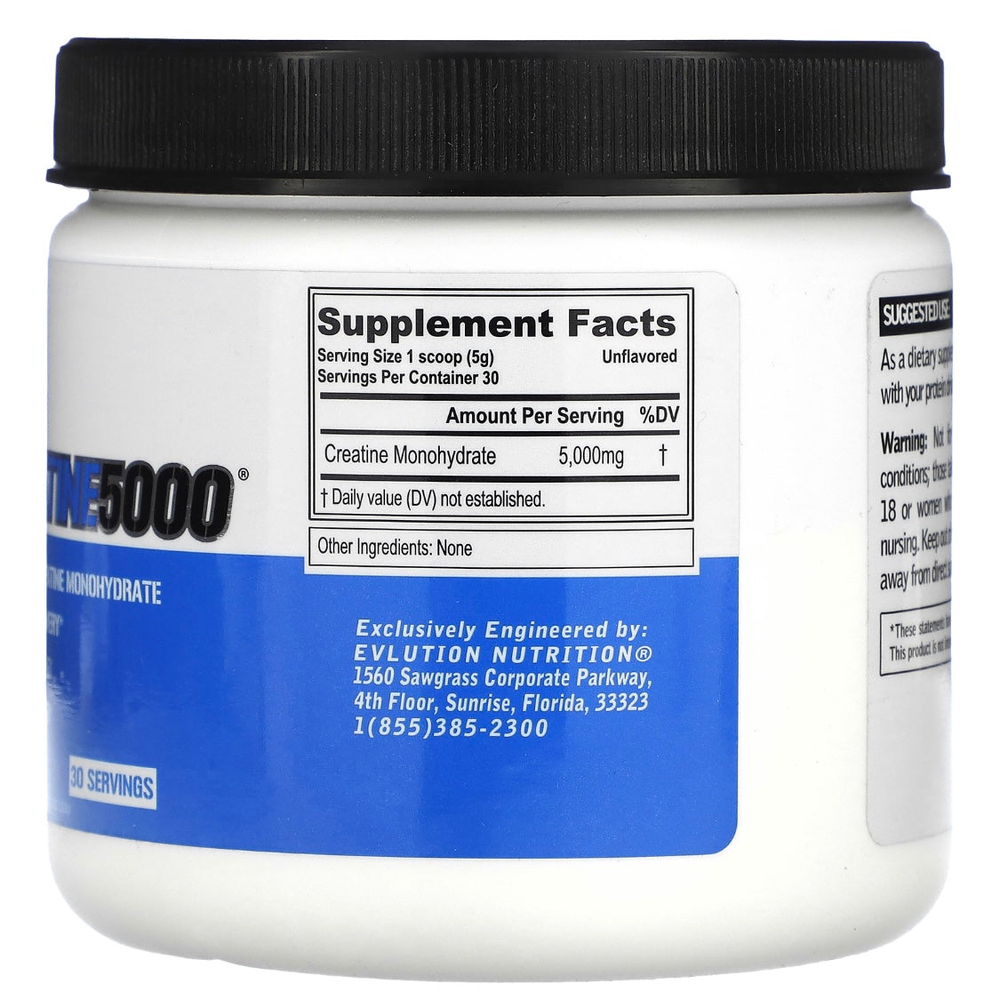 EVLution Nutrition Creatine 5000 Unflavored 5.3 oz (150 g) EXP Sep 2024 - NutriFirst Pte Ltd