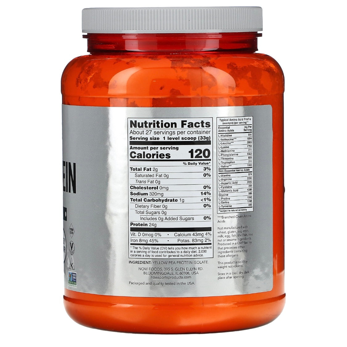 NOW Foods Sports Pea Protein Pure Unflavored 2 lbs (907 g) Exp Nov 2025 - NutriFirst Pte Ltd