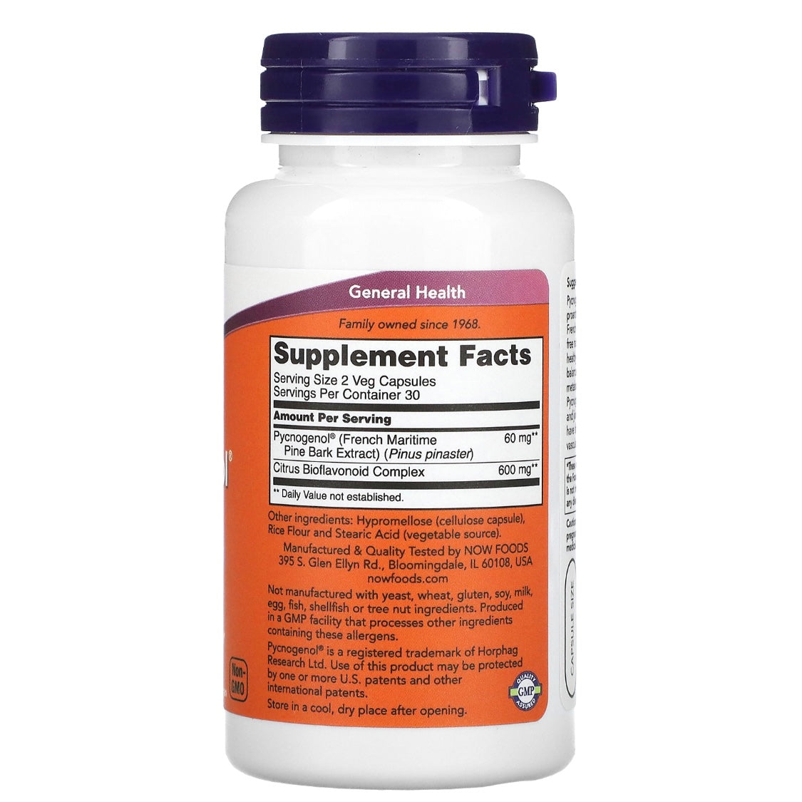 NOW Foods Pycnogenol 30 mg 60 Veg Capsules Exp Jun 2026 - NutriFirst Pte Ltd