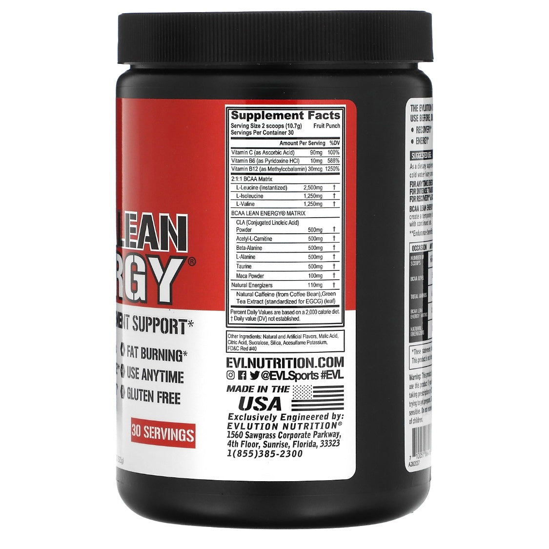 EVLution Nutrition BCAA LEAN ENERGY 11.32 oz (321 g) - NutriFirst Pte Ltd