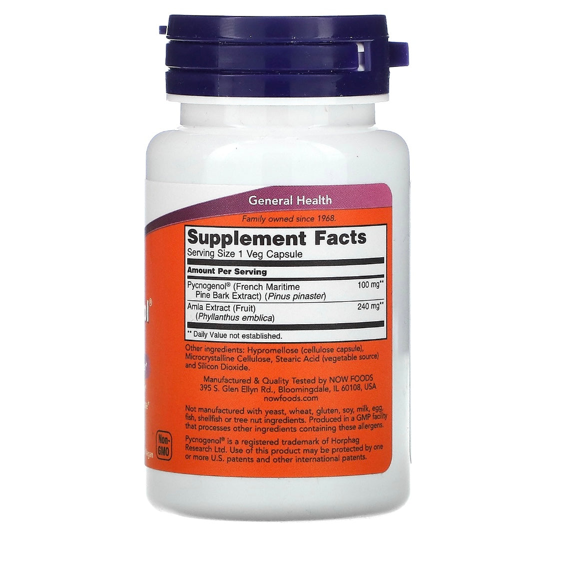 NOW Foods Pycnogenol 100 mg 60 Veg Capsules Exp Dec 2025 - NutriFirst Pte Ltd