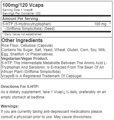 NOW 5-HTP 100 Mg (120 Vcaps) - NutriFirst Pte Ltd